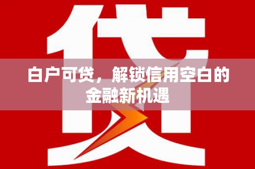 濠江白户可贷，解锁信用空白的金融新机遇