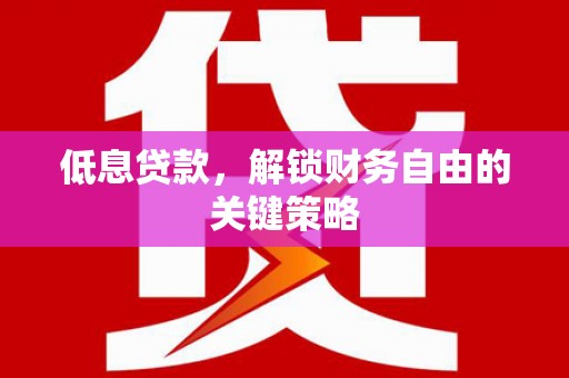 汶川低息贷款，解锁财务自由的关键策略