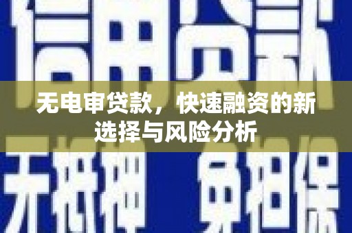 荔浦无电审贷款，快速融资的新选择与风险分析